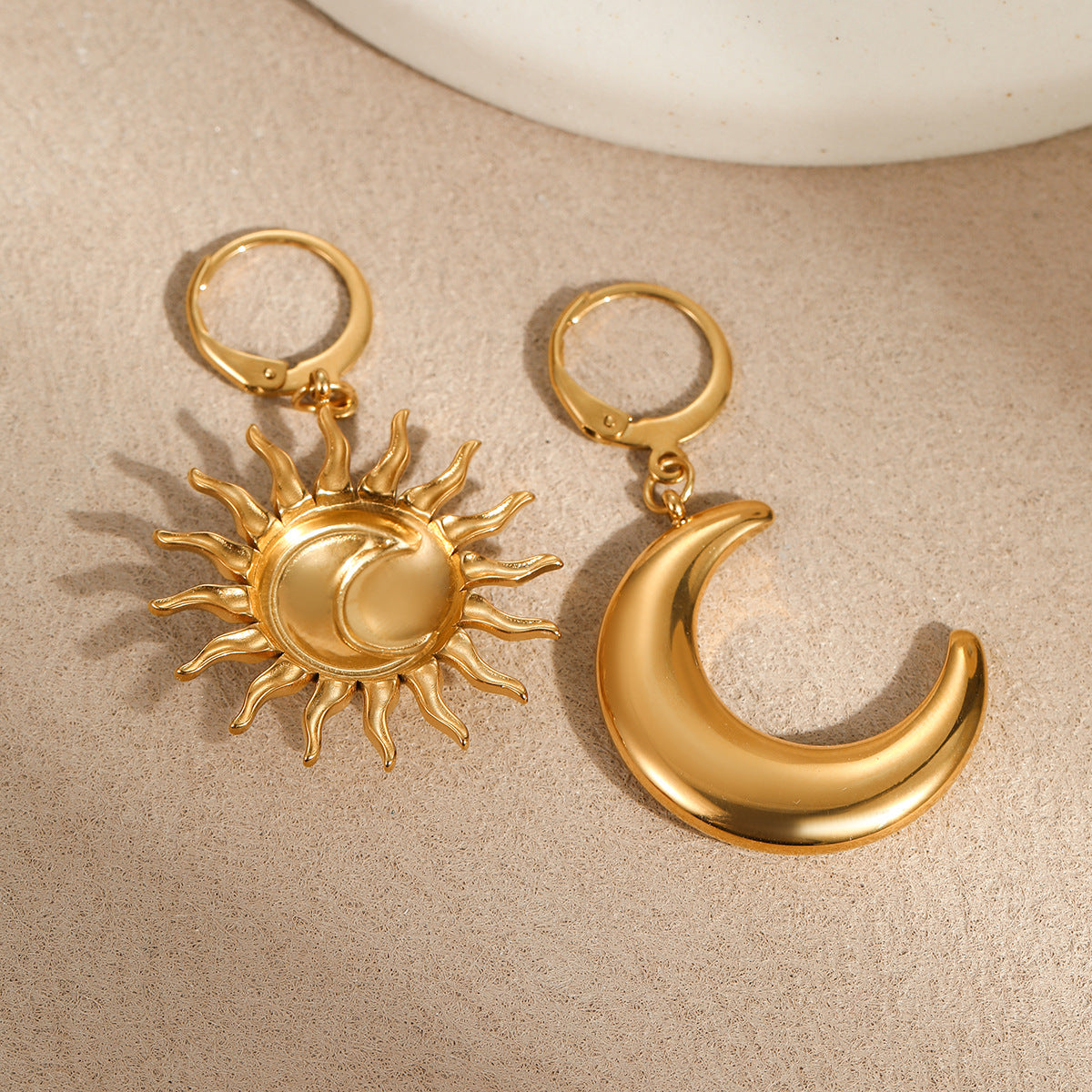 Sun and Moon Pendant Earring